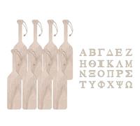 Soulchen Lot de 4 pagaies de fraternité grecque de 35,8 cm et 48 lettres grecques en bois de 5,1 cm, pagaies en bois massif brut pour projet de fraternité de sororité, loisirs créatifs, cadeau