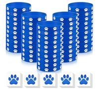 Soulchen Lot de 50 bracelets en silicone avec 100 autocollants en forme de patte de chien pour anniversaire, chiot, animal, fête prénatale, décorations de fête, accessoires, sacs à friandises (bleu)