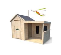 Maisonnette en bois Sarah - 3 à 12 ans - 2,52 x 1,27 x 1,62 m