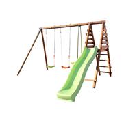 Soulet Portique en bois traité 5 enfants avec toboggan + 3 agrès - Violette - 004506
