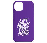 Soulevez des charges lourdes, priez fort, God's Gym Christian Workout Coque pour iPhone 13