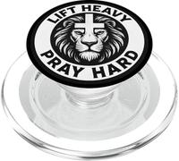 Soulevez des Objets Lourds, priez Fort, Christian Lion Cross, Gym, Fitness PopSockets PopGrip pour MagSafe