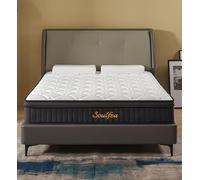 Soulfea Matelas orthopédique ergonomique en mousse à mémoire de forme de 150 x 200 x 22 cm pour les personnes qui dorment mal au dos, ressorts renforcés pour un soutien des bords, 150 x 200 x 22 cm