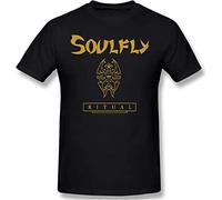 Soulfly Band Mens Basic Cotton Short Sleeve Graphic Novelty T-Shirt Fashion Tee Tops Black T-Shirts à Manches Courtes(Medium)
