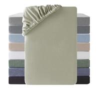 SOULFUL Drap Housse 140x190 Coton,Poches élastiques de 30 cm,100% Coton Lavé Texture Similaire à Celle du Lin Stone Washed Confortable Respirant Drap-Housse,Vert Vintage