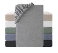 SOULFUL Drap Housse 140x200 cm,100% Coton Lavé,avec Poches élastiques de 30 cm Confortable Respirant avec Un Toucher Lin, Certifié Oeko-Tex,GrisFumée
