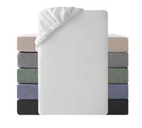 SOULFUL Drap Housse 180x200 cm,100% Coton Lavé,avec Poches élastiques de 30 cm Confortable Respirant avec Un Toucher Lin, Certifié Oeko-Tex,Blanc Laiteux