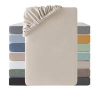 SOULFUL Drap Housse 180x200 Coton,Poches élastiques de 30 cm,100% Coton Lavé Texture Similaire à Celle du Lin Stone Washed Confortable Respirant Drap-Housse,Chameau Beige