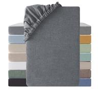 SOULFUL Drap Housse 180x200 Coton,Poches élastiques de 30 cm,100% Coton Lavé Texture Similaire à Celle du Lin Stone Washed Confortable Respirant Drap-Housse,Gris Foncé