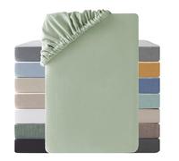 SOULFUL Drap Housse 90x200 Coton,Poches élastiques de 30 cm,100% Coton Lavé Texture Similaire à Celle du Lin Stone Washed Confortable Respirant Drap-Housse,Vert Limonaire