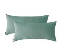 SOULFUL Taie Oreiller 50x70 Gaze de Coton - Certifié Oeko-TEX - Confortable & Respirable - Lot de 2 Housse de Coussin avec Fermeture Éclair - Vert Haricot