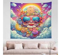 Soulful Tapisserie Numérique Illustration vibrante Rustique Tenture murale pour Vacances,Anniversaire,Amateurs de décoration,Appartement,Jungle urbaine L