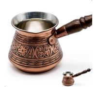 SoulfulTides Cafetière à moka faite à la main en cuivre de 2 mm d'épaisseur gravé - Cafetière turque - Cafetière turque - Cezve - Ibrik - Briki - Turkish Coffee Pot - Moka Pot - Verseuse en cuivre - P