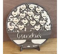 soulglass Nom personnalisé personnalisé Arbre généalogique en Bois décor Bureau Signe en Bois décoration Signe Cadeau pour Maman noël fête des mères avec Noms sur Forme de Coeur
