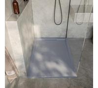 SoulHome Receveur de douche Résine 120x90 Gris Grille Intégré | Antidérapant C3, extra-plat, résine et charge minérale, texture pierre lisse, antibactérien, gel-coat, + bonde d'évacuation