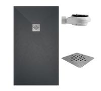 SoulHome Receveur de douche Résine 150x100 Anthracite Grille Standard
