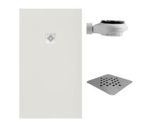 SoulHome Receveur de douche Résine 150x100 Blanc Cassé Grille Standard
