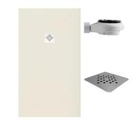 SoulHome Receveur de douche Résine 150x70 Crème Clair Grille Standard