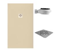 SoulHome Receveur de douche Résine 150x80 Crème Intense Grille Standard