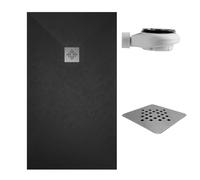 SoulHome Receveur de douche Résine 150x90 Noir Grille Standard