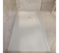 SoulHome Receveur de douche Résine 160x100 Crème Intense Grille Couleur | Antidérapant C3, extra-plat, résine et charge minérale, texture pierre lisse, antibactérien, gel-coat, + bonde d'évacuation