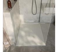 SoulHome Receveur de douche Résine 160x90 Crème Clair Grille Intégré | Antidérapant C3, extra-plat, résine et charge minérale, texture pierre lisse, antibactérien, gel-coat, + bonde d'évacuation