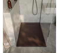 SoulHome Receveur de douche Résine 160x90 Marron Chocolat Grille Intégré | Antidérapant C3, extra-plat, résine et charge minérale, texture pierre lisse, antibactérien, gel-coat, + bonde d'évacuation