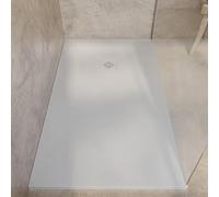 SoulHome Receveur de douche Résine 210x90 Crème Clair Grille Couleur | Antidérapant C3, extra-plat, résine et charge minérale, texture pierre lisse, antibactérien, gel-coat, + bonde d'évacuation