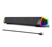 SOULION R30 Plus Enceintes PC, alimenté par USB Barre Son, avec Bluetooth | lumières LED Haut Parleur PC, Mode USB/Bluetooth Enceinte Ordinateur pour Laptop,Tablette,Smartphone (Pas AUX 3,5 mm), Gris
