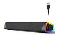 SOULION R30 Plus Enceintes PC, Haut-Parleur d'ordinateur alimenté par USB, Bluetooth 5.3, Barre de Son pour PC, lumières LED, Enceintes d'Ordinateur pour Laptop,Tablette,Smartphone (Pas AUX 3,5 mm)