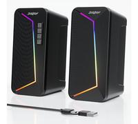 SOULION R40 Enceintes PC, Haut-parleurs alimentées par USB-C/USB avec contrôle du volume, éclairage LED, enceintes d'ordinateur avec mode USB/Bluetooth pour smartphones, ordinateurs portables, 1 paire