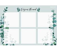 SOULISTIC Vision Board Poster DIN A2 - Modèle de tableau cible avec 6 zones pour visualiser et manifester des objectifs, développement de la personnalité, eucalyptus