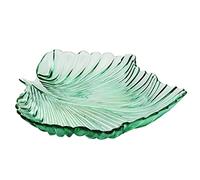 Soulnioi Assiette à fruits, collation, dessert, assiette à salade en verre transparent, assiette de service multifonction en forme de feuille, assiette de mariage, assiette décorative pour la maison,