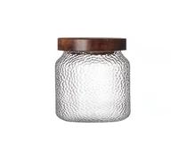 Soulnioi Bocal de rangement en verre avec couvercle en bois, récipients de conservation avec couvercles en bois pour aliments, grains de café, céréales (400 ml)