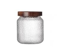 soulnioi Bocal en verre avec couvercle en bambou pour stockage du café, récipient décoratif pour thé et café, 800 ml, motif tête de marteau