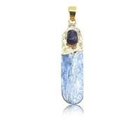 soulnioi Collier avec pendentif en cyanite naturelle irrégulière en cristal de guérison, 1 pièce
