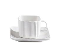 soulnioi Ensemble de tasses à thé carrées en céramique de 120 ml avec soucoupes, tasses à café en céramique avec soucoupe, tasse à thé antidérapante pour invités, maison et bureau, blanc