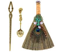 Soulnioi Mini balai de sorcière avec plume et cristal Wiccan Autel Brosse en cristal Décoration de cérémonie magique Décoration de cérémonie - Quartz rose, cuillère à café rétro, sceptre, pour