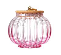 Soulnioi Pot de citrouille en verre de 800 ml avec couvercle Récipient en verre de citrouille pour sucre candi avec couvercle en bois (rose)