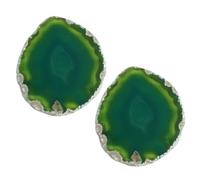 Soulnioi Sous-verres en agate naturelle pour boissons, sous-verres en pierre géode, tranches d'agate, sous-verres pour table basse, cadeau de pendaison de crémaillère (vert)