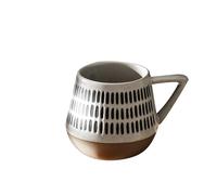 soulnioi Tasse à café en céramique rustique fabriquée à la main de 355 ml - Tasse en poterie d'inspiration japonaise, design rond à pois verticaux, passe au lave-vaisselle et au micro-ondes