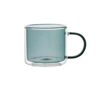 Soulnioi Tasses à café en verre coloré à double paroi de 300 ml, tasse à eau, lait, thé, tasse à café isotherme avec poignée pour boissons chaudes et froides (vert)