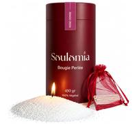 Soulomia Bougie Perlée Parfumée Rose Cerise 450 g | Perles de cire végétale, 15 mèches incluses, rechargeable, idée cadeau Saint-Valentin, fête des mères