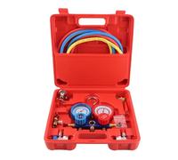 SOULONG Coffret de Manomètres de Climatisation R134a avec Tuyaux de Charge Tricolores et Adaptateurs, Kit de Climatisation de Voiture Réfrigérant Collecteur pour Systèmes de Climatisation Automobile