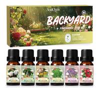 SoulOrigin Hinterhof Lot d'huiles essentielles pour diffuseur d'huile, huiles parfumées pour fabrication de savon 6 x 10 ml. Gardenia, rose, lavande, jardin secret, après la pluie et le soleil