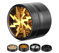 Soulpala Grinder Moulin à Epicé 2.5 inch Moulin à Spices, Spice Grinder en Zinc Alliage avec 4 pièces Moulin à Pollen Grinder Tamis pour épices séchées, aromatiques