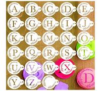 SoulQool Lot de 27 pochoirs à pain en forme de lettres de l'alphabet réutilisables de 7,6 cm pour décoration, pain de blé - Pochoirs pour tarte à pain, biscuits, pâtisserie, cartes à café