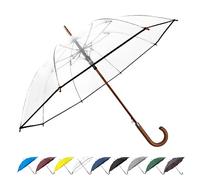SoulRain Parapluie Classique à poignée en Bois avec Ouverture Automatique Coupe-Vent et bâton incassable 122 cm