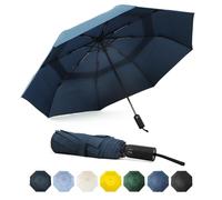 SoulRain Parapluie de voyage - Parapluie coupe-vent et compact pour la pluie - Grand parapluie pliable automatique parfait - Idéal pour voiture, golf et compagnon de voyage (NavyBlue)