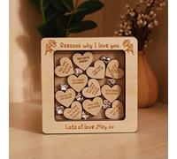 SOULSIS Je T'aime Cadeaux Pour Elle Lui, 11 Coeurs Avec De Belles Citations D'amour Imprimées Sur Des Coeurs En Bois Fête Des Pères Cadeau D'amour Souvenir Pour Lui Cadeaux Pour Grand-père